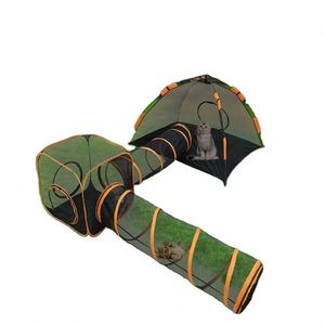 Parc de jeu pour chat 4 en 1 d'extérieur à ouverture rapide avec tunnel de jeu et tente carrée, abri anti-UV pour animaux de compagnie, aire de jeux pour chiens, certifié BSCI - Product Image 1