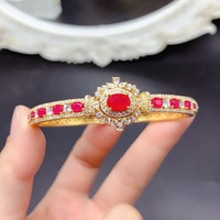 Bracelet en rubis rouge avec argent sterling S925 pour elle, bijoux en pierres précieuses naturelles, accessoires de mode, idée cadeau pour un anniversaire de mariage