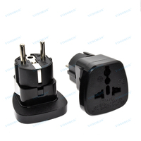 Konversi Standar Universal ke Steker Jerman dengan Penutup Pengaman, Adaptor Steker Eropa 10A 2 Pin Bulat untuk Perjalanan
