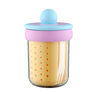 Double Walled Fruit <b>Cup</b> With Fork Drainable Leak Proof Portable Outdoor Dining <b>Cup</b> For Picnic <b>Camping</b> - Product Image 5