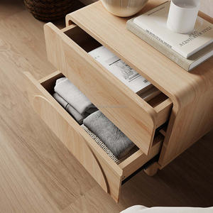 Table de <span class=keywords><strong>chevet</strong></span> moderne minimaliste en bois Nordica, chêne clair, 2 tiroirs, style <span class=keywords><strong>scandinave</strong></span>, pour chambre à coucher, lot de 2 - Product Image 3