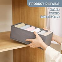 Organizador de cajones para ropa interior lavable al por mayor con tablero de PP incorporado, caja de almacenamiento de calcetines de tela de 12.6 pulgadas, contenedor plegable para dividir el armario
