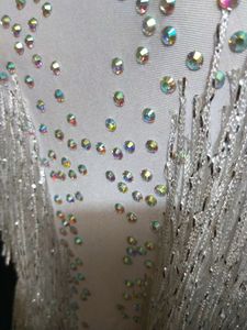 Strass brillants franges justaucorps strip-teaseuse pôle danse porter Showgirl scène Performance Costume femmes pom-pom girls Club <span class=keywords><strong>combishort</strong></span> - Product Image 6