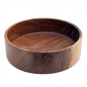 Bol à salade en acacia fait main, taille personnalisable, design simple, bols de service alimentaire réutilisables, lavables au lave-vaisselle, bol en bois pour la cuisine - Product Image 1