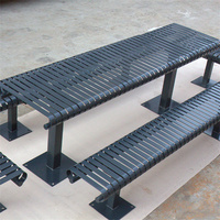 Mobilier de jardin Banc de table de pique-nique de camping en acier à lattes commerciales Ensemble table à manger et chaises en métal pour restaurant à l'extérieur du parc