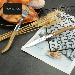 Ensemble de couverts en acier inoxydable <span class=keywords><strong>Laguiole</strong></span>, <span class=keywords><strong>couteau</strong></span> et <span class=keywords><strong>fourchette</strong></span> à steak, avec manche en bois d'olivier, vente chaude - Product Image 5