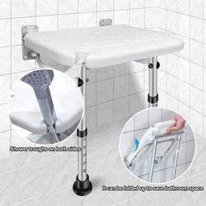 Wall Mounted <b>Folding</b> <b>Shower</b> <b>Stool</b> Aluminum Alloy White 45x10x45 Cm For Elderly Bathroom Safety Equipment - Product Image 1