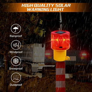Feu de signalisation solaire stroboscopique à colonne unique, étanche IP65, clignotant d'urgence pour barricade, lumière de sécurité pour travaux routiers - Product Image 5