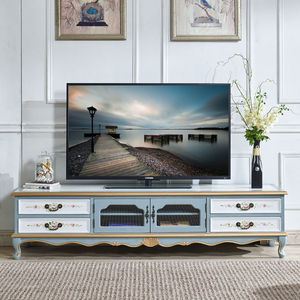 Meuble <span class=keywords><strong>TV</strong></span> <span class=keywords><strong>laqué</strong></span> style campagnard américain Shinestone, commode à tiroirs peinte à la main avec motifs floraux pour salon - Product Image 6