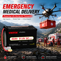 بطارية طائرة بدون طيار للطوارئ من VIWIPOW، 14S 40Ah 51.8V ليثيوم ليبو عالية الطاقة سريعة الشحن