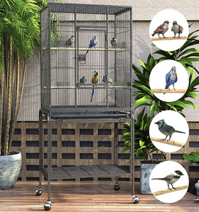 Cackatiel-jaula de hierro forjado para loros, canario, Pinzón, Lovebird, palomas, Quaker, color gris, Soporte rodante - Product Image 6