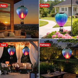 Lanterna Solare a Forma di Mongolfiera con Fiamma Tremolante, Luci Sospese Impermeabili per Esterni, Decorazione Unica per Alberi, Giardino, Patio e Cortile - Product Image 6