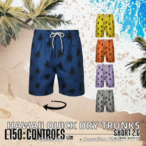 Short de bain pour homme Factory Surf, séchage rapide, style hawaïen, taille mi-haute élastique, 100 % polyester, séchage rapide, short chaud - Product Image 2