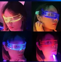 Lunettes LED à logo personnalisé, 7 couleurs changeantes, style cyberpunk futuriste, lumineuses, pour promotion de marque et spectacles sur scène