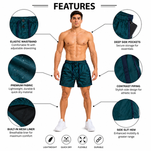 Regular-fit Shorts For Mens Windbreaker Shorts 100%Polyester Quick Dry Breathable Short Custom Men Summer Clothing - Product Image 5