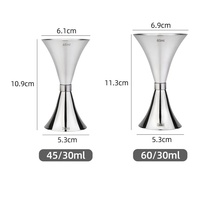 Jigger Incliné Hourglass 30ml 45ml 60ml avec Collier Asymétrique Double Face en Acier Inoxydable 304 – Outil de Mesure pour Barman