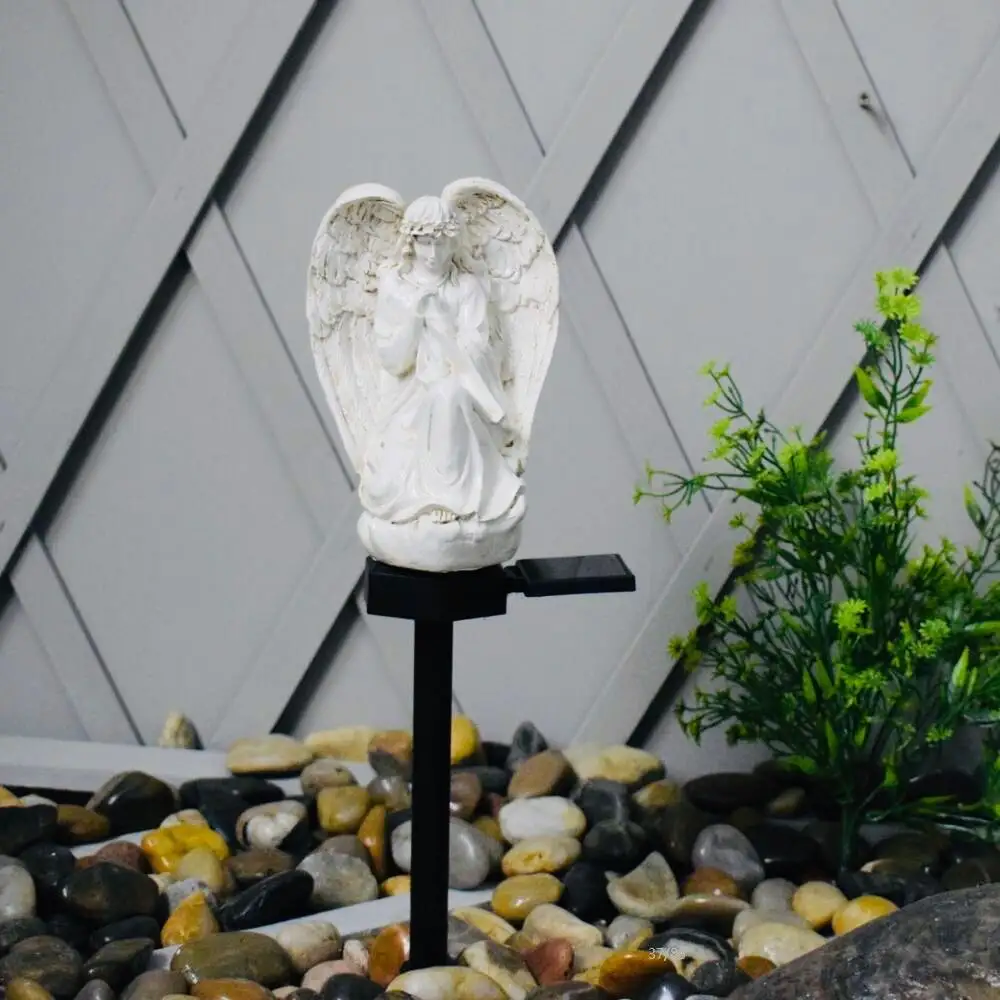 Solar floor lamp resin angel shaped landscape lamp outdoor LED garden lawn lamp decoration