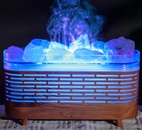 Diffuseur d'arômes Flamme de Feu de Camp au Sel de l'Himalaya avec Brume Froide Ultrasonique et Lumière LED Colorée