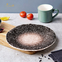 Jeux de vaisselle avec assiettes rondes classiques 100% et en mélamine, vaisselle en plastique noir, 1 pièce