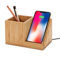 Chargeur rapide sans fil avec organisateur de bureau certifié Qi chargeur à Induction en bois de bambou support de stylo porte-crayon chargeur sans fil