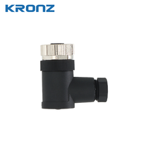 Connecteurs circulaires étanches KRONZ M12 à 3/4/5/8/12 broches, femelles, coudées, code A, IP67, pour capteurs