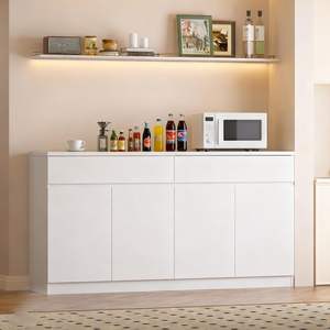 <span class=keywords><strong>Buffet</strong></span> <span class=keywords><strong>de</strong></span> rangement avec 4 portes et 2 tiroirs, sans poignées, organisateur <span class=keywords><strong>de</strong></span> cuisine, étagères réglables, conception anti-basculement, écologique - Product Image 1