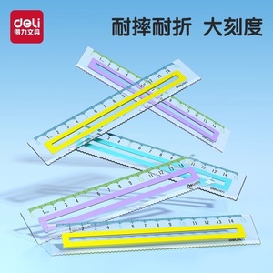 Juego de reglas antideslizantes Deli de 15 cm de plástico transparente para uso escolar de estudiantes - Product Image 4