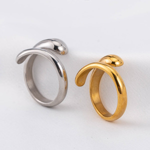 yunnique Teardrop Shape <b>Open</b> <b>Ring</b> Titanium Steel Unisex Couple Jewelry Gift Fashion <b>Rings</b> XYR0047 - Product Image 3
