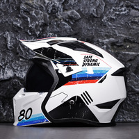 SLKE Nouveau Casque de Moto Intégral Rétro Samurai Street Fighter Amovible ABS à Dégagement Rapide