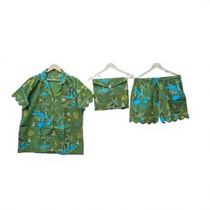 Ensemble de pyjama en coton élégant pour femmes Vêtements de détente courts à fleurs romantiques avec poche avant Meilleur cadeau de Noël pour dames - Product Image 1