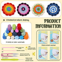 Kit de démarrage au crochet pour débutant Matériel de caboteur à quatre couleurs Sac à coudre Manuel d'instruction en anglais avec vidéo étape par étape