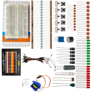 Kit d'électronique de base OKY1003-2A avec résistances, LED, boutons poussoirs et fils - Product Image 1