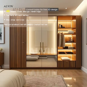 Alvin ビルトインクローゼット モダン 木製収納キャビネット 大容量 無垢材 MDFパネル 住宅・マンション・ヴィラ用 - Product Image 6
