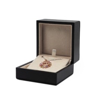 Boîtes d'emballage de bijoux haut de gamme OEM en cuir PU noir et or avec insert en velours