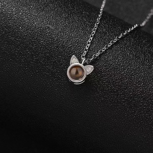 <span class=keywords><strong>Collar</strong></span> con Colgante de Foto Personalizado con Circonita Oculta, Proyección de 100 Idiomas Te Amo, Orejas de Gato - Product Image 5