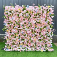 Mur de roses artificielles en soie blanche fait main pour la décoration de fond de mariage, rouleau de tissu de fournisseur de mariage, mur de fleurs enroulable