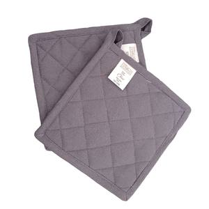 CHOU LINE - PAR DE PORTAPOTOS AQUILADOS DE ALGODÓN 18X18 CM GRIS - Product Image 1