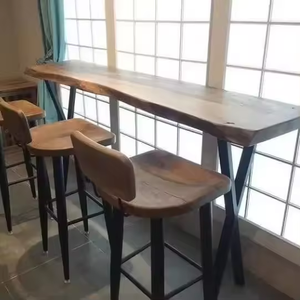 आधुनिक वाणिज्यिक फर्नीचर लकड़ी शीर्ष धातु पैरों के साथ रसोई भोजन रेस्तरां लकड़ी उच्च बार टेबल - Product Image 4