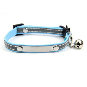 Pabrik reflektif DIY nama kosong nyaman desainer hewan peliharaan kerah bel kucing gesper breakaway kulit kerah hewan peliharaan - Product Image 6