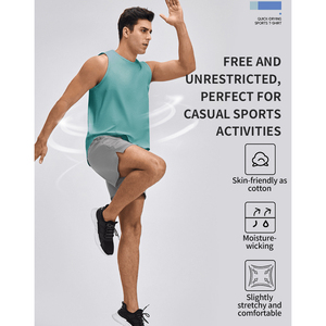 US Stock Mens Sleeveless 90Polyester 10Spandex Slim Fit Quick Drying Singlet Compressions High Elasticity - Product Image 3