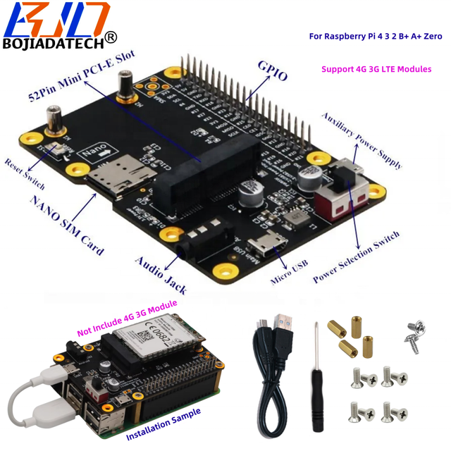 4G 3G LTE GSM Modem Module USB 2.0 Mini PCI-E MPCIe Wireless Adapter With 1 NANO SIM Card Slot for Raspberry Pi 4 3 2 B+ A+ Zero