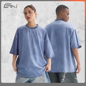 T-shirt en coton tricoté personnalisé 100% 270 Gsm pour hommes T-shirt surdimensionné rétro lavé avec pigment teint DTG imprimer des vêtements personnalisables - Product Image 2