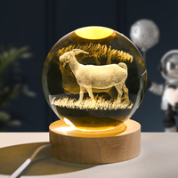 Mode boule de cristal veilleuse Animal décor bureau astronomie système solaire modèle décorations lune bois massif Transparent