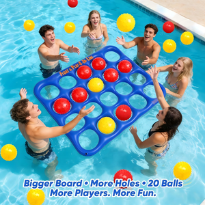 <b>Inflatable</b> 4-in-a-Row Pool <b>Game</b> Set with Red & Yellow Balls for Multiplayer Family Water Fun - Product Image 2