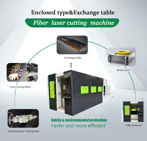 Máquina de Corte por Láser de Fibra de Bajo Costo con Diseño Cerrado para Láminas Metálicas con Plataforma de Intercambio de China - Product Image 6