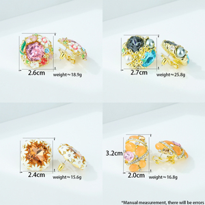 Fashion Multicolor Natural Diamond Gemstone <b>Stud</b> <b>Earrings</b> Irregular Cute Pink Purple <b>Crystal</b> Posting <b>Earrings</b> for Wholesale - Product Image 6