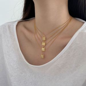 DYLAM Personalized Statement 925 Sterling <b>Silver</b> 18K Gold Plated 5A Zirconia A-Z 26 <b>Initials</b> Custom Lock Pendant <b>Necklace</b> - Product Image 1