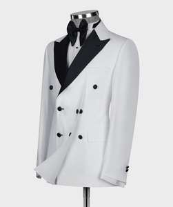 2022 nuevos trajes casuales blancos para hombres, esmoquin personalizado, <span class=keywords><strong>Terno</strong></span> Masculino, trajes de negocios para hombres, dos piezas (Blazer + Pantalones), traje con abertura - Product Image 2