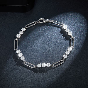 สร้อยข้อมือเงินแท้ทรงเรขาคณิตประดับเพชรโมอิสซาไนต์ สำหรับงานปาร์ตี้ ทุกแฟชั่น - Product Image 5