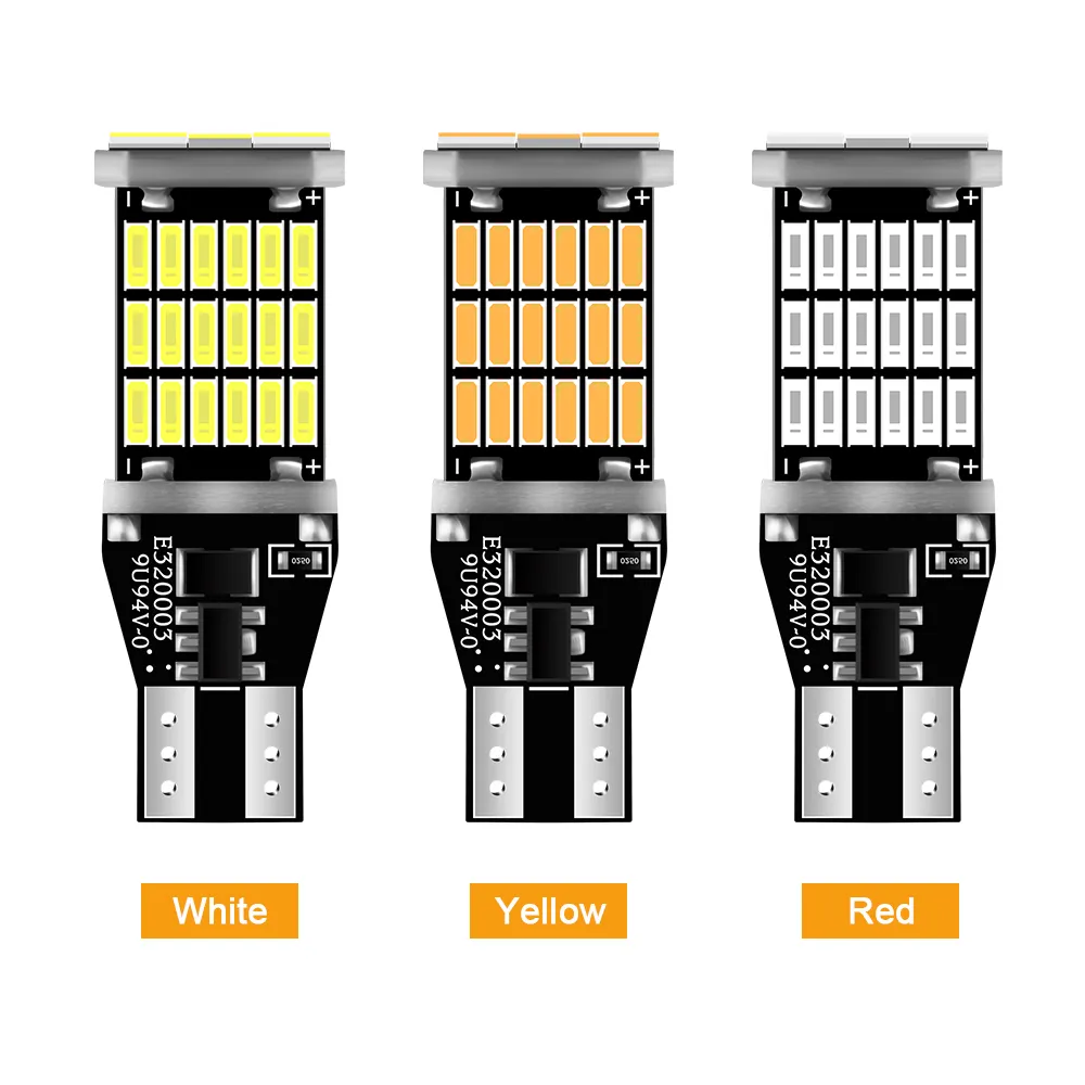 ไฟสำรองใน W16w LED Canbus T15สว่างมาก921 4014หลอดไฟ LED สีขาวสีแดงสีฟ้านำย้อนแสงสำหรับรถยนต์